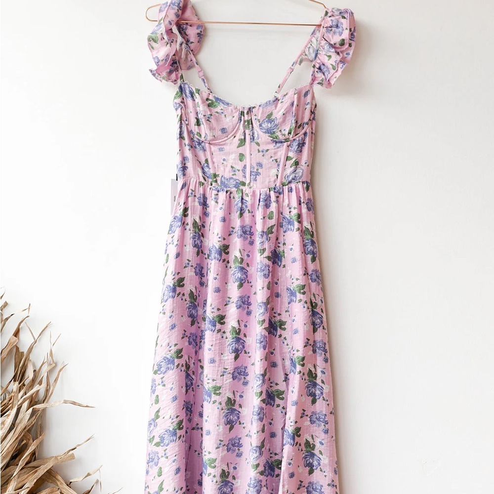 ASTR Wedelia Floral Bustier Midi Dress